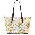 Cute Baby Giraffe Pattern Print Leather Tote Bag