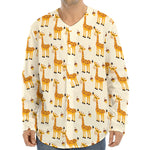 Cute Baby Giraffe Pattern Print Long Sleeve Baseball Jersey