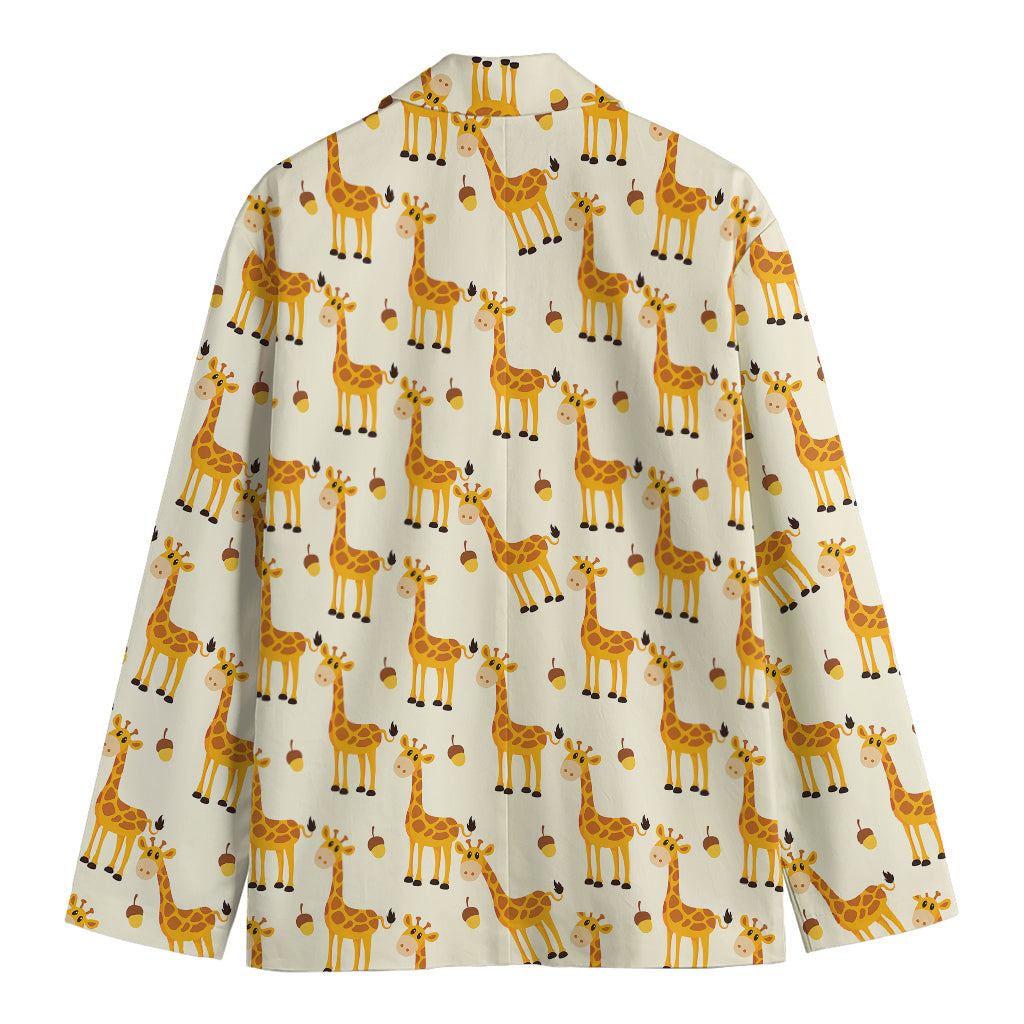 Cute Baby Giraffe Pattern Print Men's Cotton Blazer
