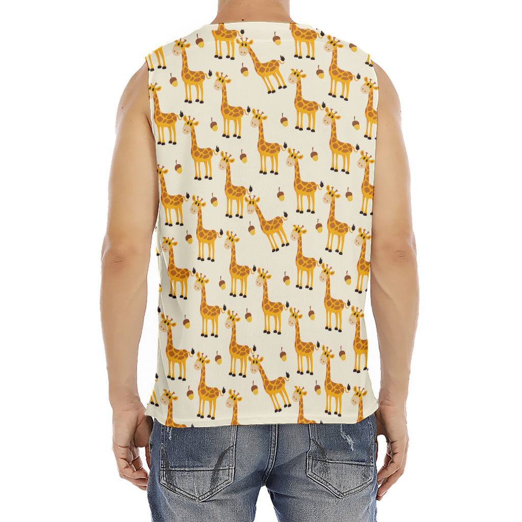 Cute Baby Giraffe Pattern Print Men's Fitness Tank Top