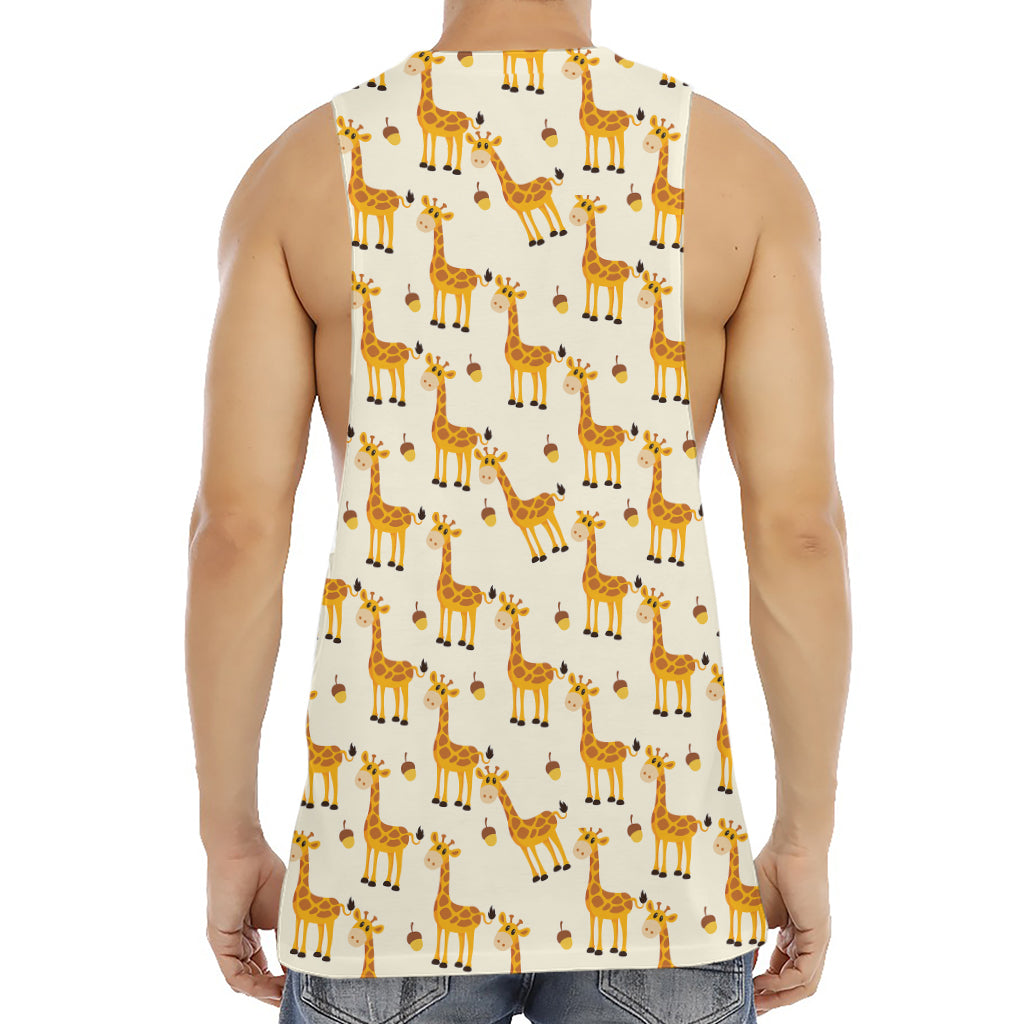 Cute Baby Giraffe Pattern Print Men's Muscle Tank Top