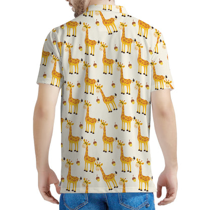 Cute Baby Giraffe Pattern Print Men's Polo Shirt