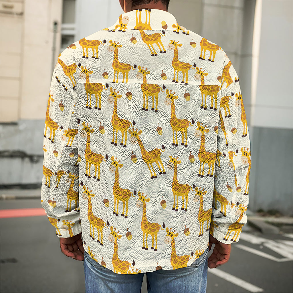 Cute Baby Giraffe Pattern Print Men's Shirt Jacket