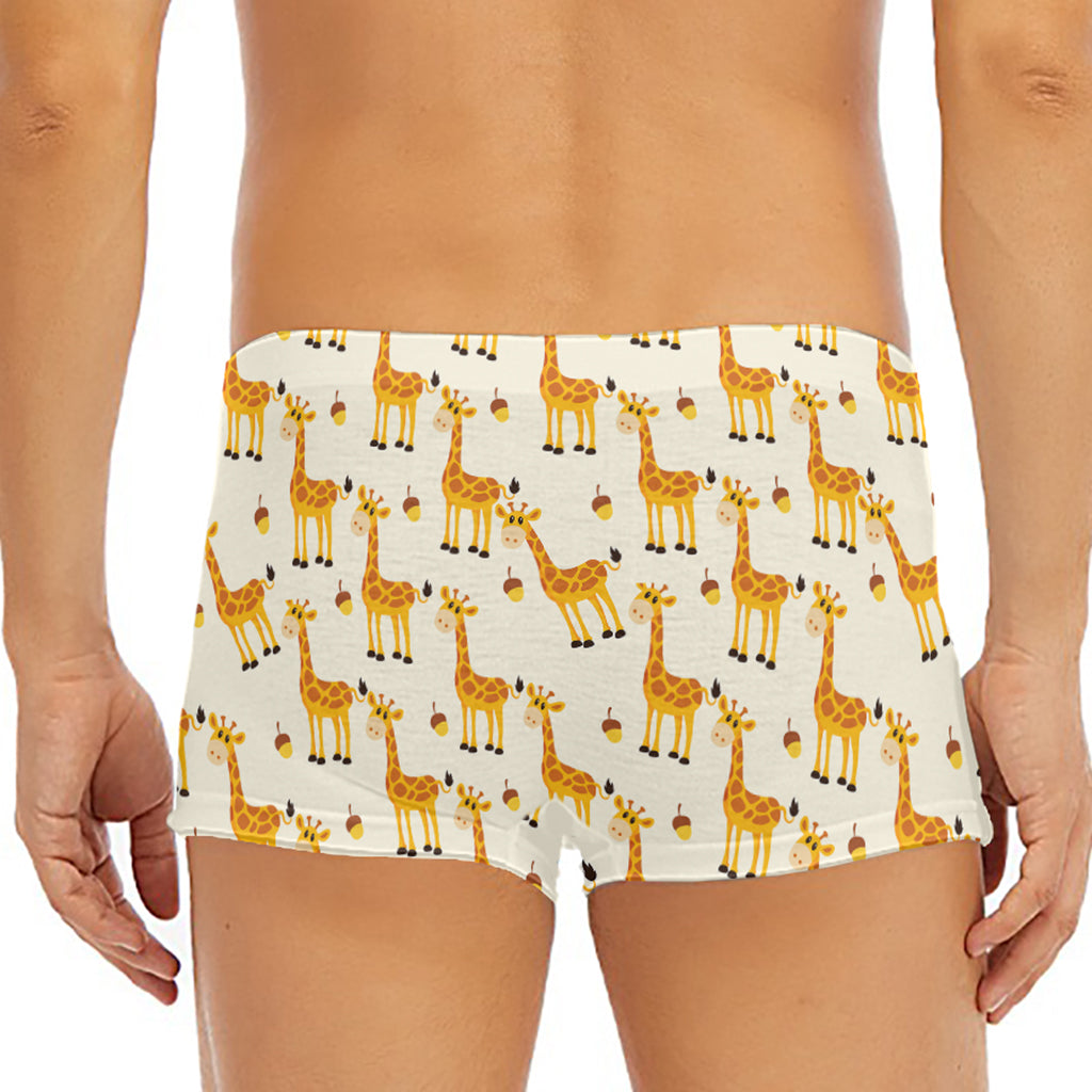 Cute Baby Giraffe Pattern Print Men's Short Boxer Briefs