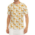 Cute Baby Giraffe Pattern Print Men's Short Sleeve Rash Guard