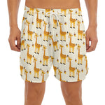 Cute Baby Giraffe Pattern Print Men's Split Running Shorts