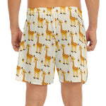 Cute Baby Giraffe Pattern Print Men's Split Running Shorts