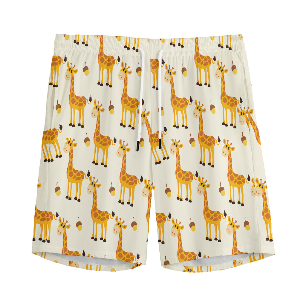 Cute Baby Giraffe Pattern Print Men's Sports Shorts