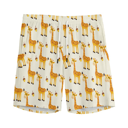 Cute Baby Giraffe Pattern Print Men's Sports Shorts