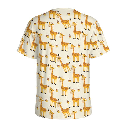 Cute Baby Giraffe Pattern Print Men's Sports T-Shirt