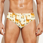 Cute Baby Giraffe Pattern Print Men's Swim Briefs