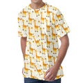 Cute Baby Giraffe Pattern Print Men's Velvet T-Shirt