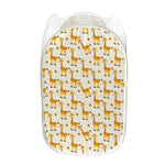 Cute Baby Giraffe Pattern Print Mesh Laundry Hamper