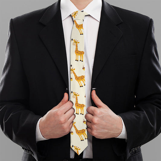 Cute Baby Giraffe Pattern Print Necktie