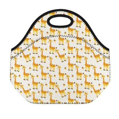 Cute Baby Giraffe Pattern Print Neoprene Lunch Bag