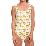 Cute Baby Giraffe Pattern Print One Piece Swimsuit