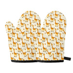 Cute Baby Giraffe Pattern Print Oven Mitts
