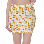 Cute Baby Giraffe Pattern Print Pencil Mini Skirt