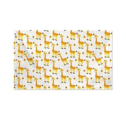 Cute Baby Giraffe Pattern Print Polyester Flag