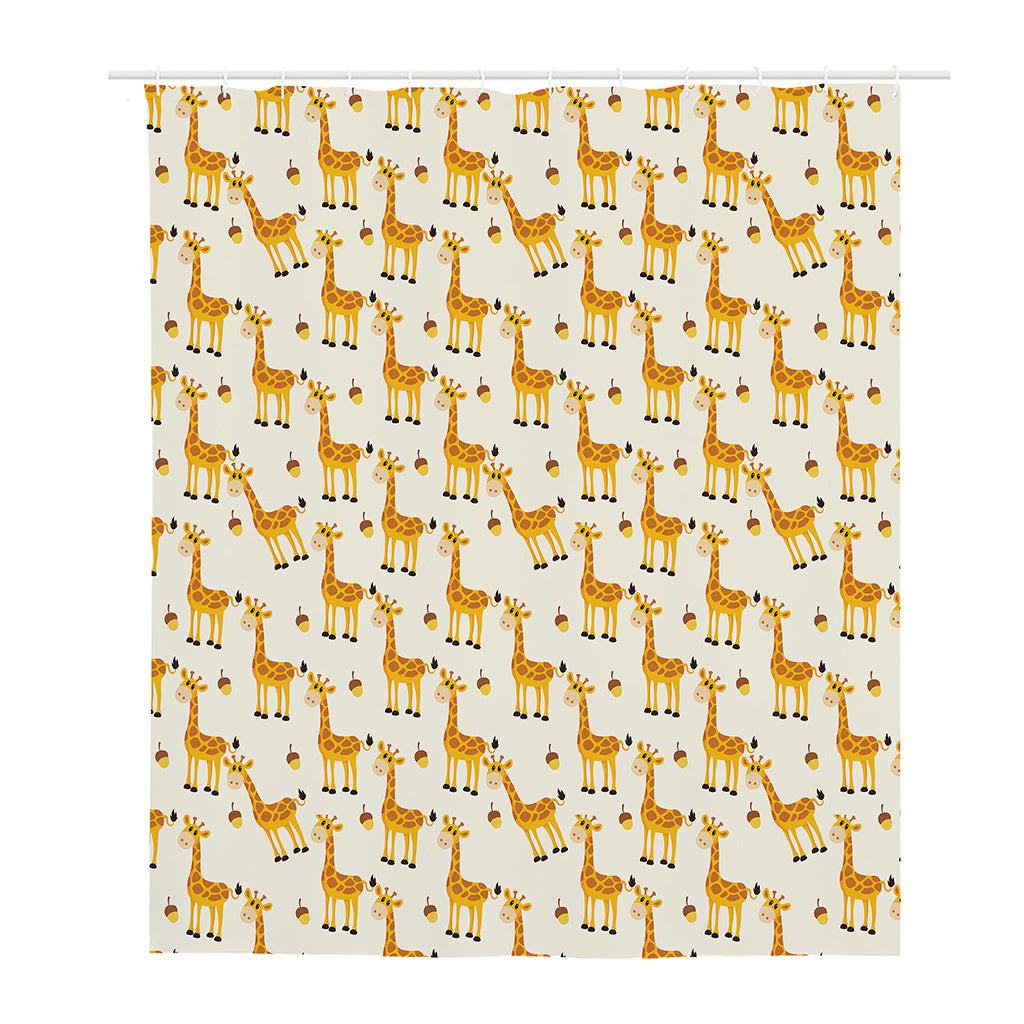 Cute Baby Giraffe Pattern Print Polyester Shower Curtain