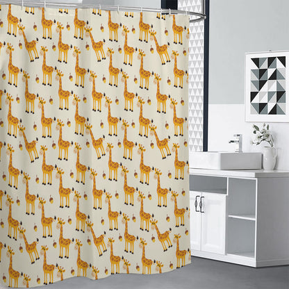 Cute Baby Giraffe Pattern Print Premium Shower Curtain