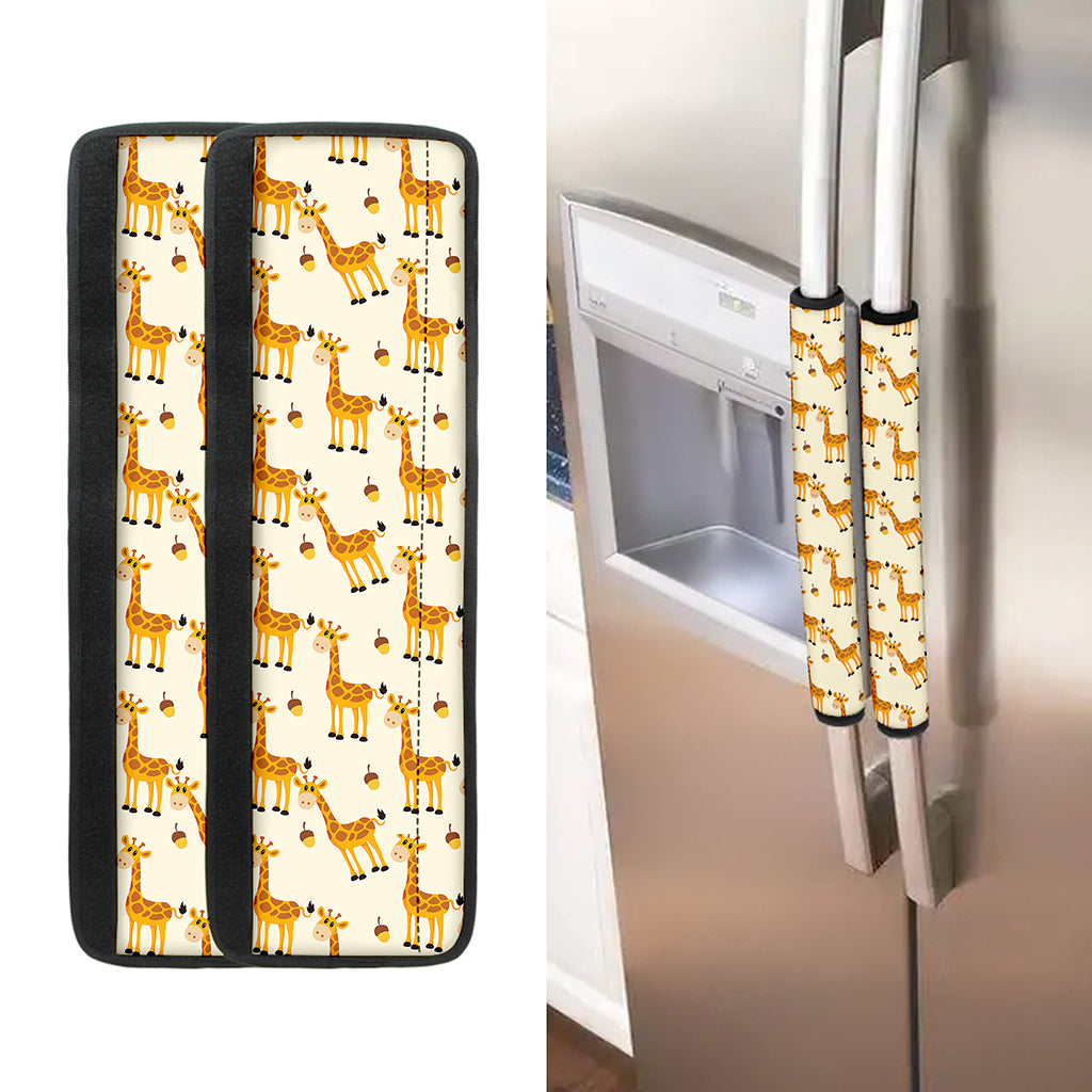 Cute Baby Giraffe Pattern Print Refrigerator Handle Covers