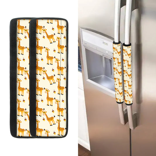 Cute Baby Giraffe Pattern Print Refrigerator Handle Covers