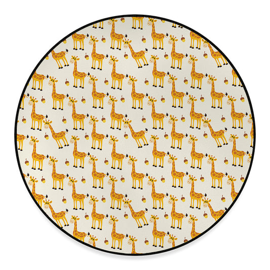 Cute Baby Giraffe Pattern Print Round Floor Mat