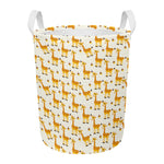 Cute Baby Giraffe Pattern Print Round Laundry Basket