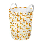 Cute Baby Giraffe Pattern Print Round Laundry Basket
