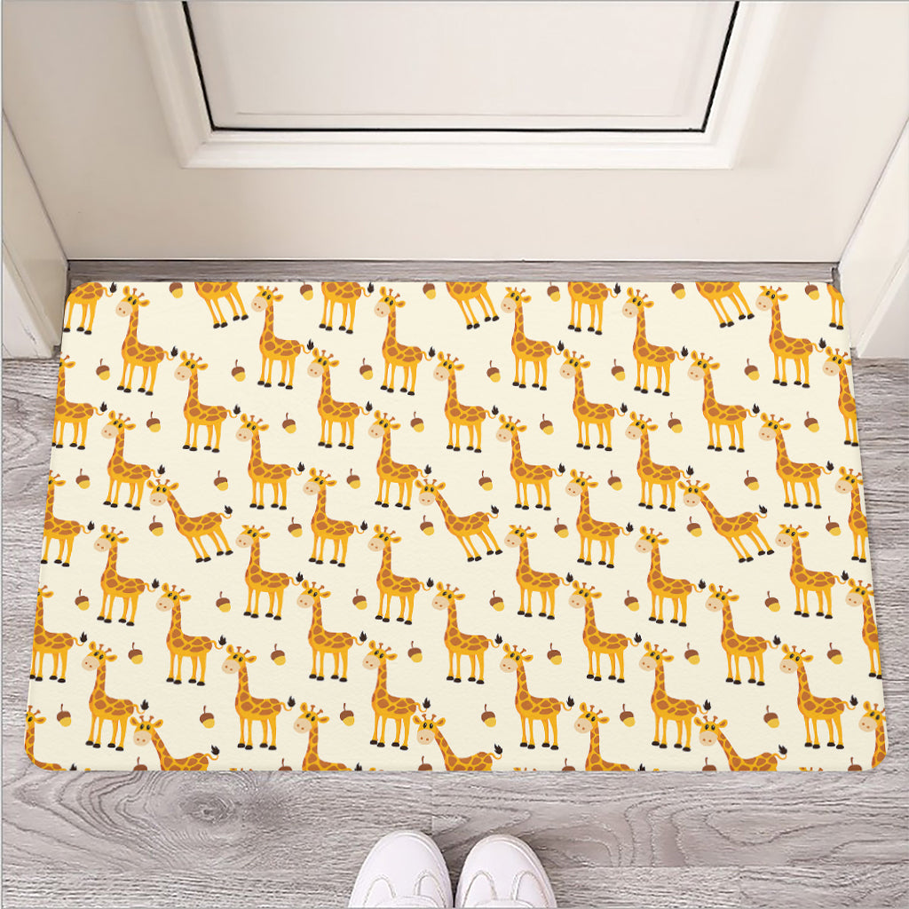Cute Baby Giraffe Pattern Print Rubber Doormat
