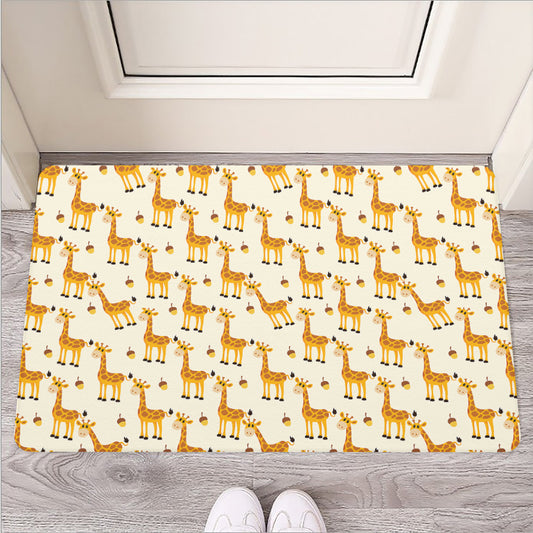 Cute Baby Giraffe Pattern Print Rubber Doormat