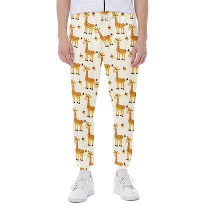 Cute Baby Giraffe Pattern Print Scuba Joggers