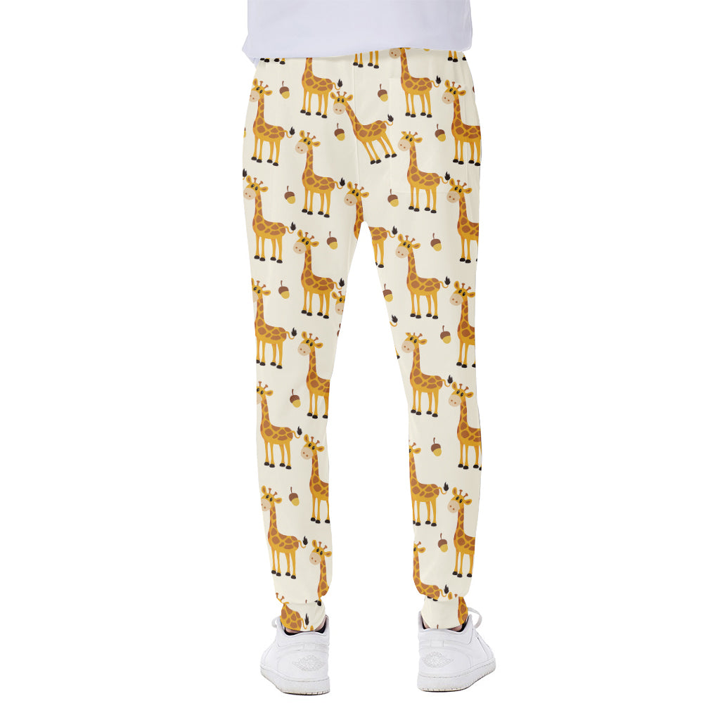 Cute Baby Giraffe Pattern Print Scuba Joggers