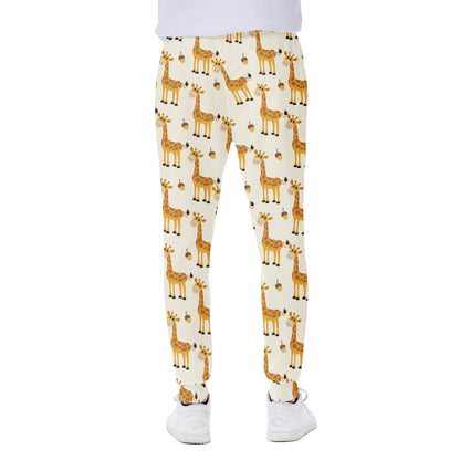 Cute Baby Giraffe Pattern Print Scuba Joggers