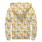 Cute Baby Giraffe Pattern Print Sherpa Lined Zip Up Hoodie