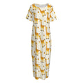 Cute Baby Giraffe Pattern Print Short Sleeve Long Nightdress