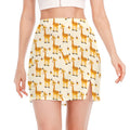 Cute Baby Giraffe Pattern Print Side Slit Mini Skirt