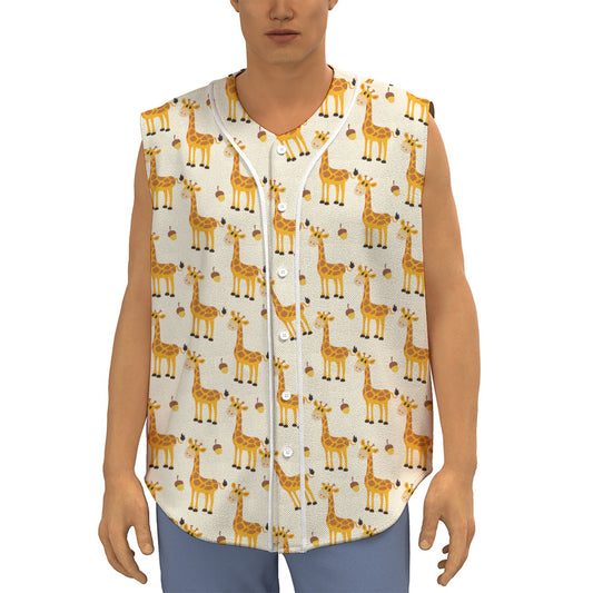 Cute Baby Giraffe Pattern Print Sleeveless Baseball Jersey