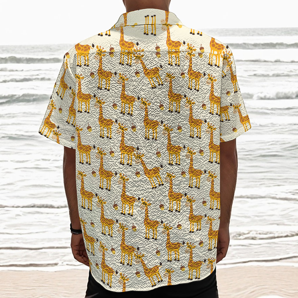 Cute Baby Giraffe Pattern Print Textured Short Sleeve Shirt