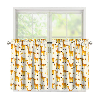 Cute Baby Giraffe Pattern Print Tier Curtains