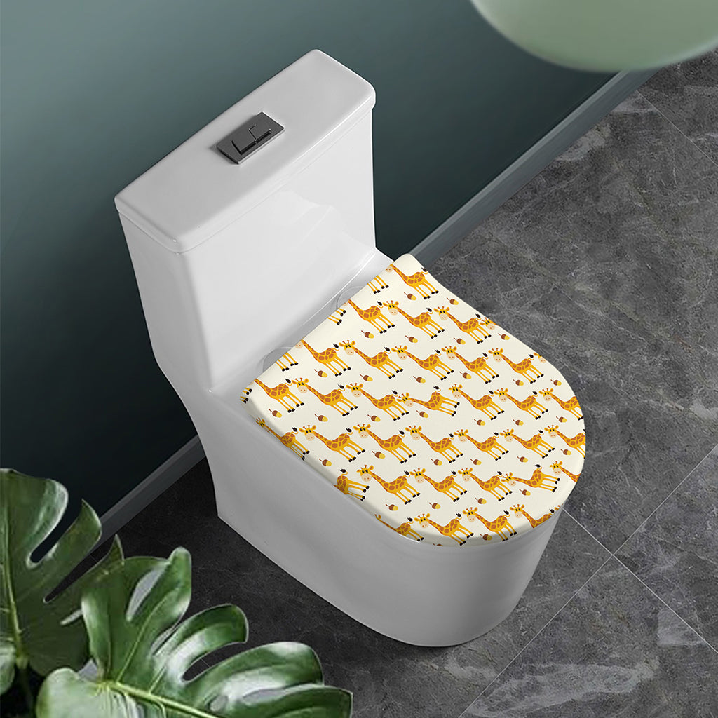 Cute Baby Giraffe Pattern Print Toilet Lid Cover