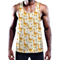 Cute Baby Giraffe Pattern Print Men's Workout Tank Top