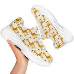 Cute Baby Giraffe Pattern Print White Chunky Shoes