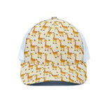 Cute Baby Giraffe Pattern Print White Mesh Trucker Cap