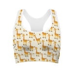 Cute Baby Giraffe Pattern Print Women's Sports Bra