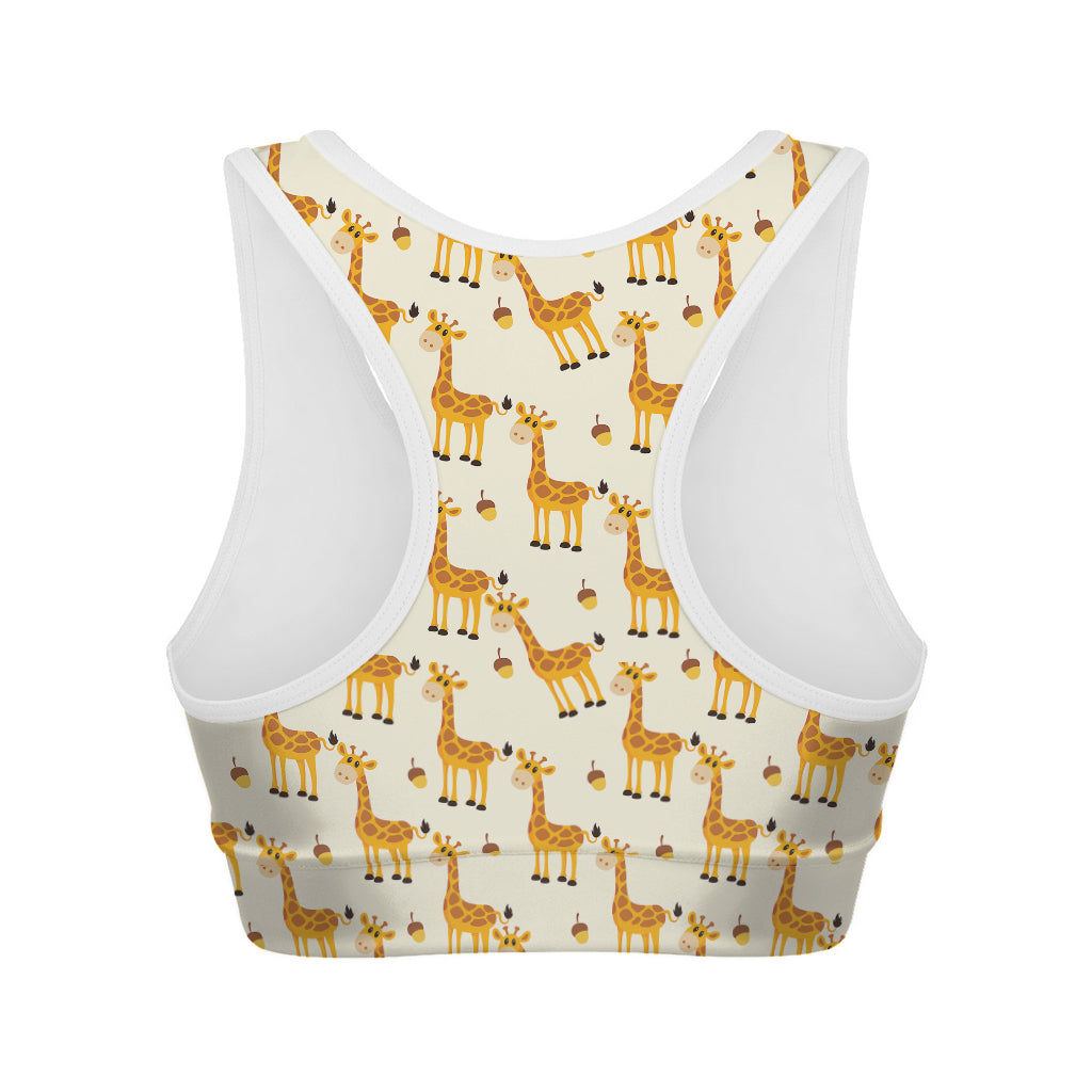 Cute Baby Giraffe Pattern Print Women's Sports Bra