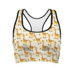 Cute Baby Giraffe Pattern Print Women's Sports Bra