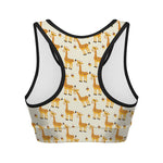 Cute Baby Giraffe Pattern Print Women's Sports Bra