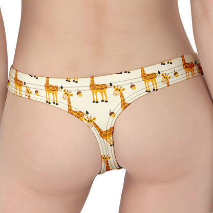 Cute Baby Giraffe Pattern Print Women's Thong